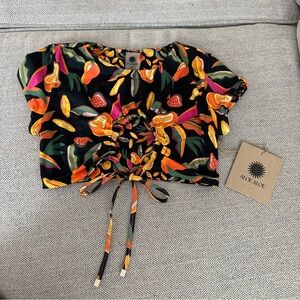NWT Aloe Aloe Fruit Punch Swim Crop Top Size Extra Small XS Reversible